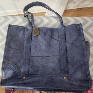 Frye Blue Leather Tote Bag